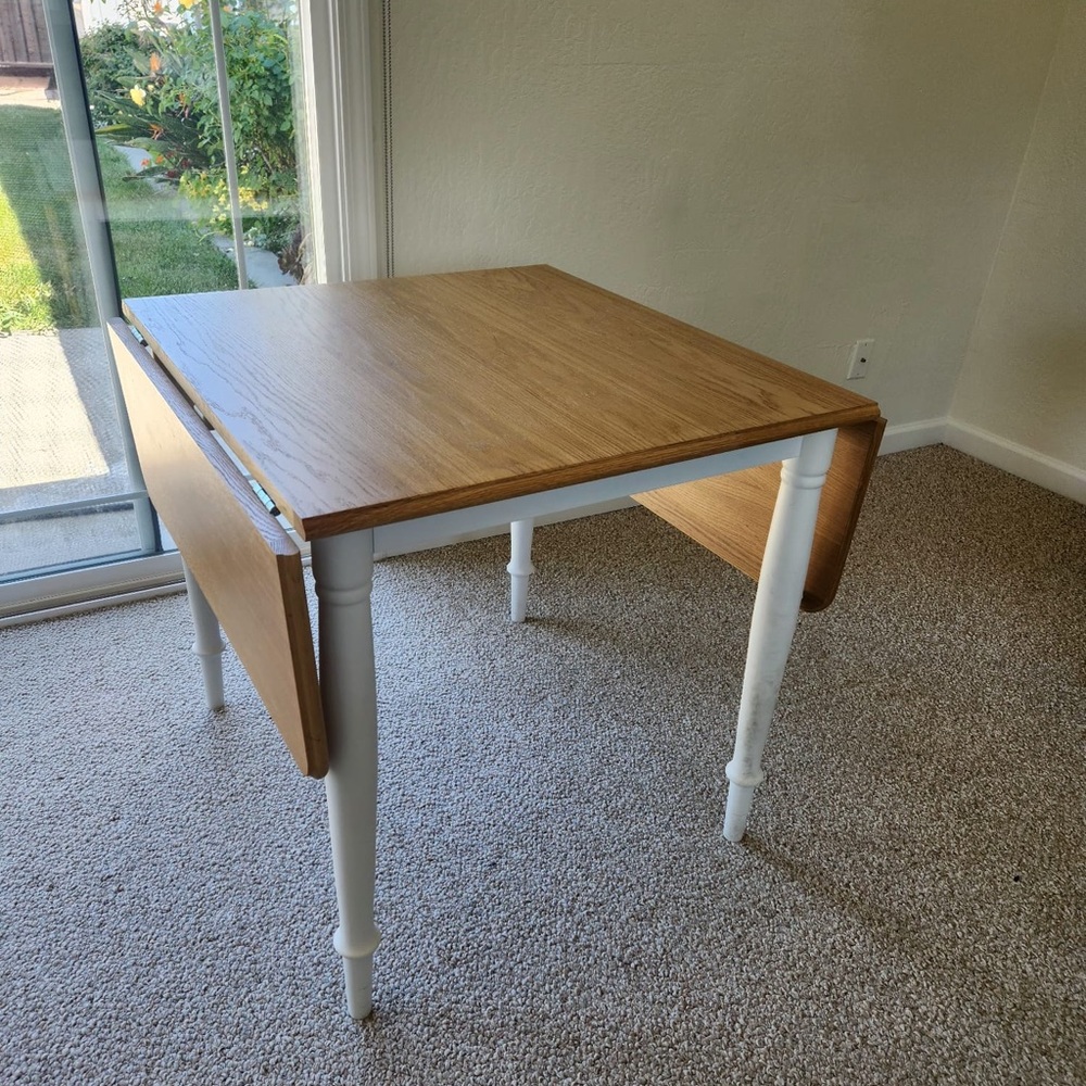 Oak and White Drop Leaf Dining Table